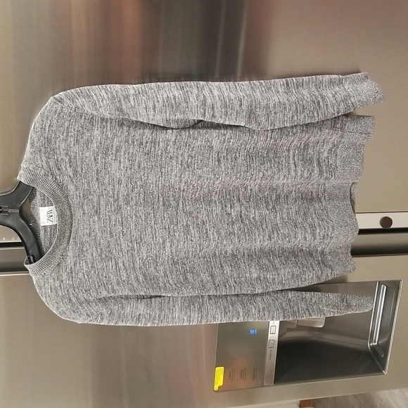 💕ZARA💕 Long Sleeve Swetshirt Top ~ Marled Grey Small EUC - Picture 1 of 6
